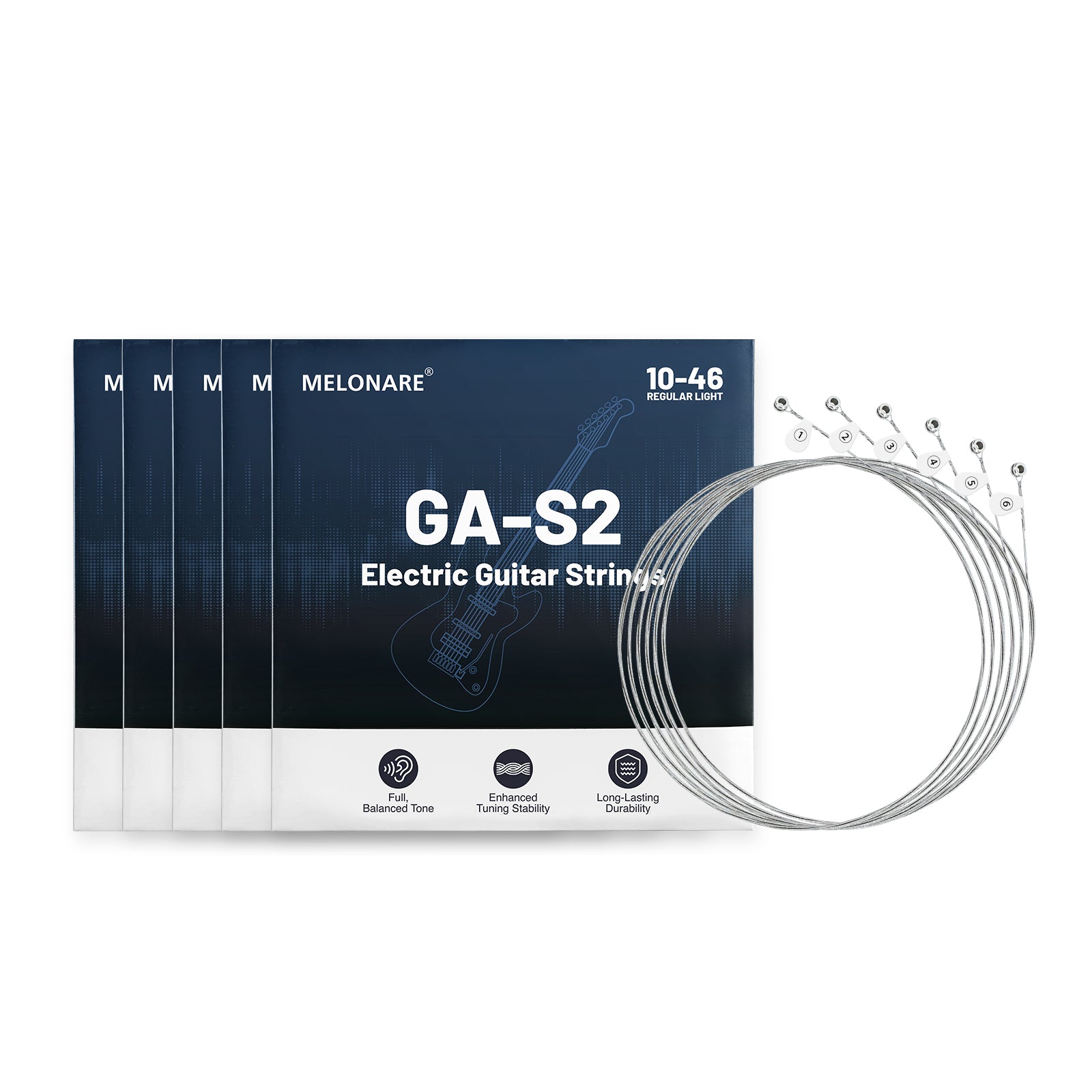 GA-S2-5 | Electric Guitar Strings,10–46 Regular Light Gauge (5 Pack)
