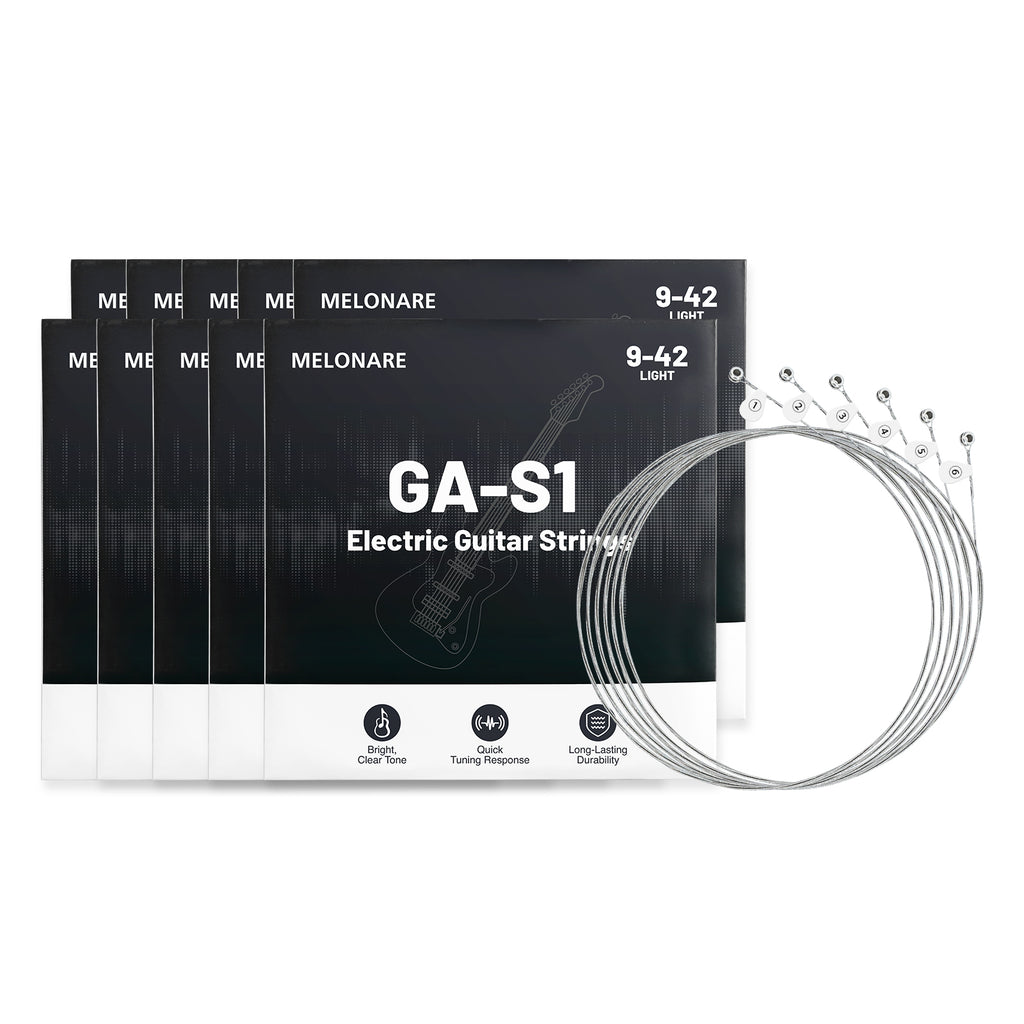 GA-S1-10 | Electric Guitar Strings, 9-42 Light Gauge (10 Pack)