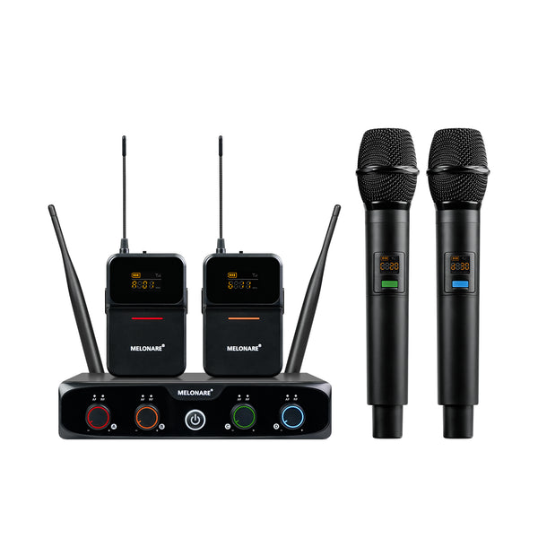 MWM-41-2H2B | 4-Channel UHF Digital Wireless Microphone System (Half-Rack)