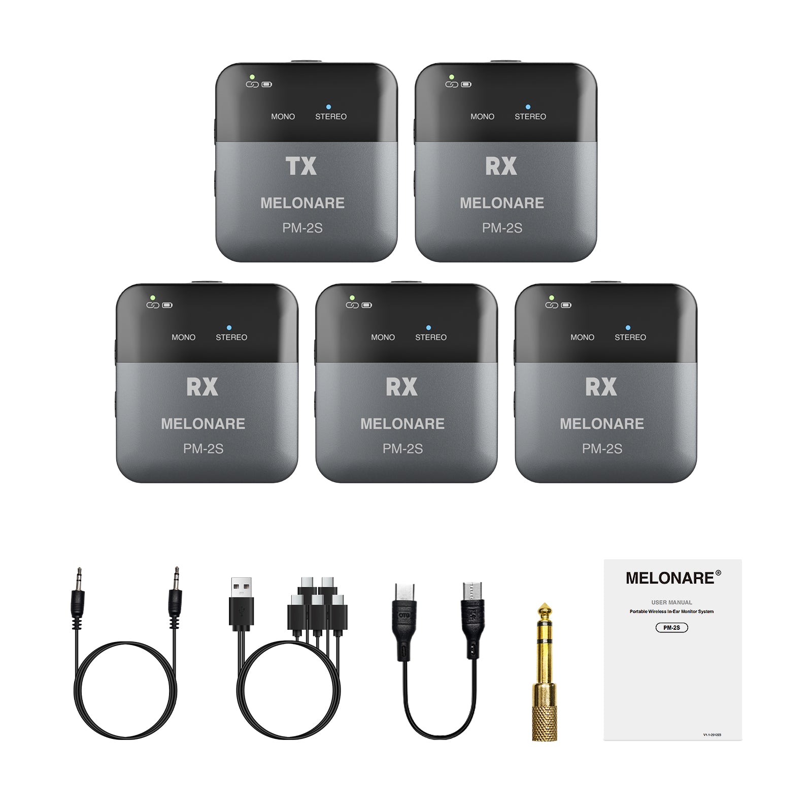 PM-2S-4R | Portable Stereo Wireless in Ear Monitor System w/ 4 Receivers