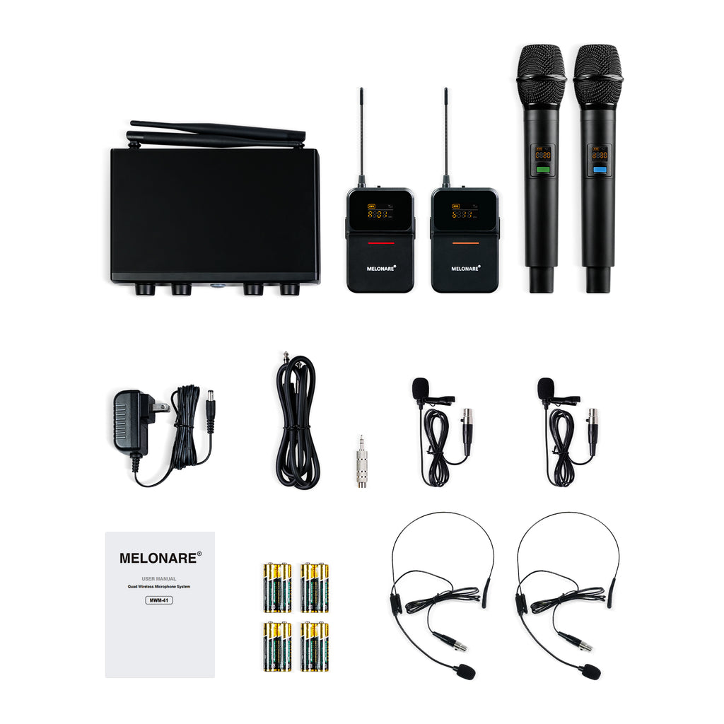 MWM-41-2H2B | 4-Channel UHF Digital Wireless Microphone System (Half-Rack)