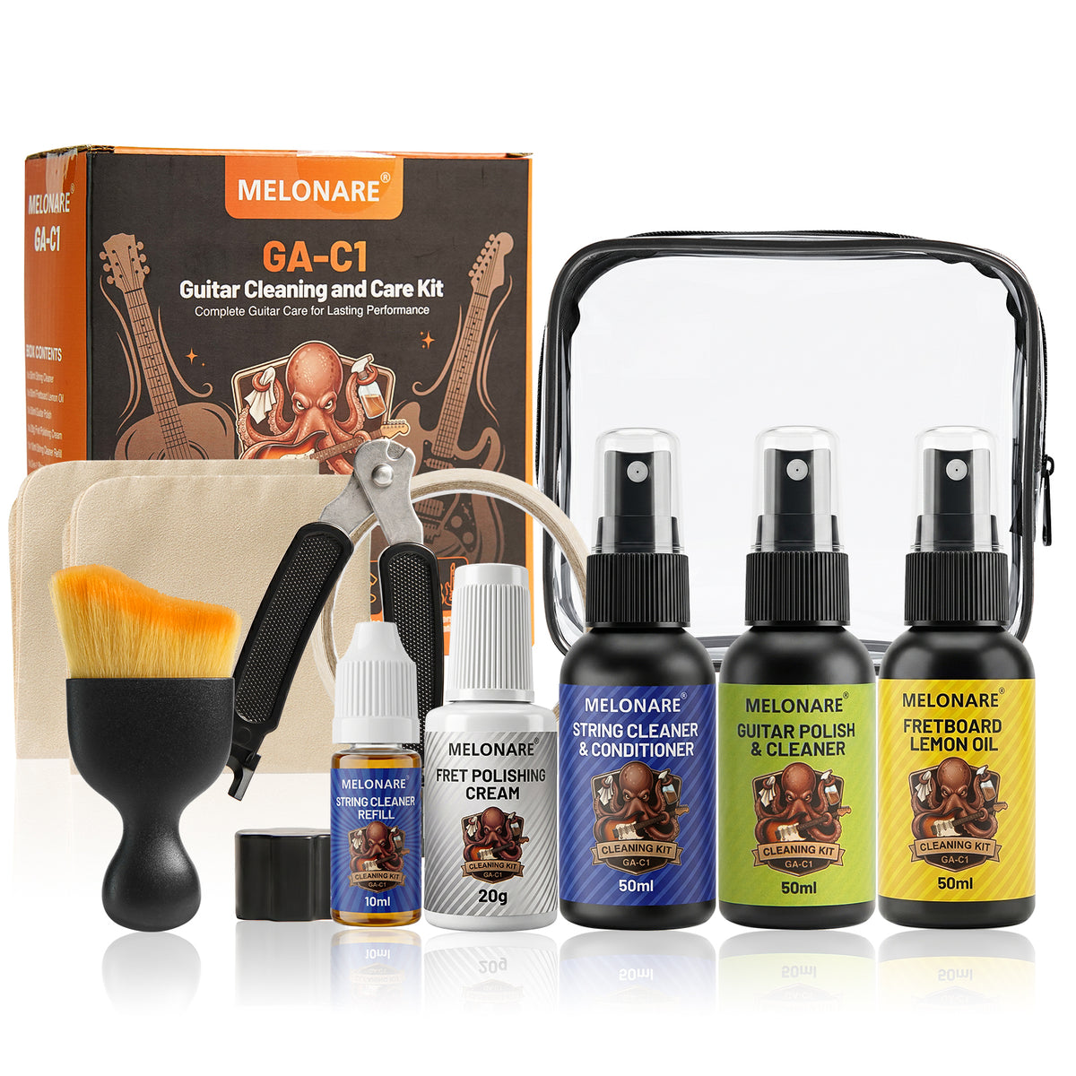 GA-C1 | 10-Piece Guitar Cleaning and Care Kit with Lemon Oil