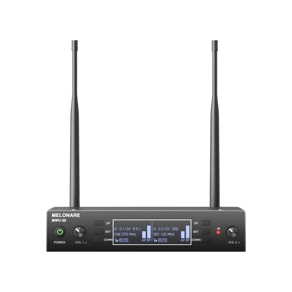 MWU-20-2H | Dual-Channel Wireless Microphone System w/ Auto Scan